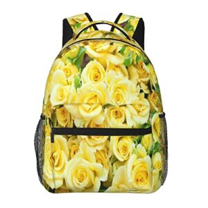 dahallar backpack yellow rose flower bookbags highschool college laptop bag casual travel daypack hiking camping