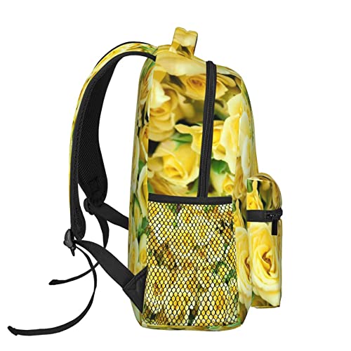 DAHALLAR Backpack Yellow Rose Flower Bookbags Highschool College Laptop Bag Casual Travel Daypack Hiking Camping