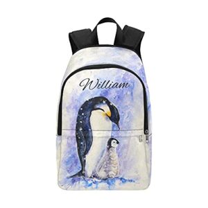 sunfancy two royal penguins personalized casual backpack unisex travel daypack for teen adult boys girls