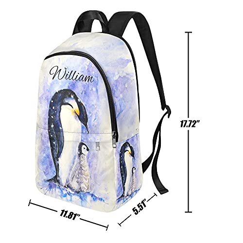 SunFancy Two Royal Penguins Personalized Casual Backpack Unisex Travel Daypack for Teen Adult Boys Girls