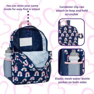 CLUB LIBBY LU Rainbow Backpack Set for Girls, 16 inch, 6 Pieces - Includes Foldable Lunch Bag, Water Bottle, Scrunchie, & Pencil Case