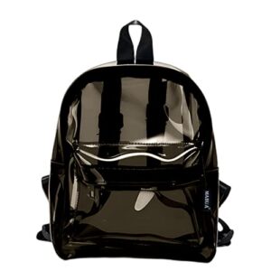 svlftecon stylish clear backpack for women and men lightweight water resistant pvc for work travel college see through transparent (black,large)