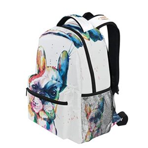 ALAZA French Bulldog Watercolor Travel Laptop Backpack Business Daypack School Bag Bookbag Fit 15.6 Inch Laptops for Women Men Girls