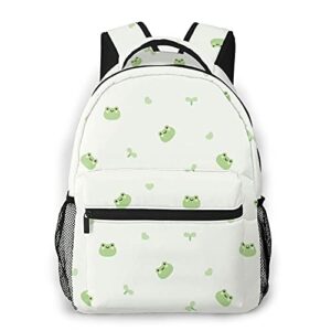 cenken cute frog leaf backpack portable travel bag large-capacity durable school bookbag for college outdoor sports, black, one size (471152)