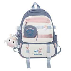 zfoflik kawaii backpack with cute pin and accessories japanese backpack for school bags for girls bookbags for women-blue