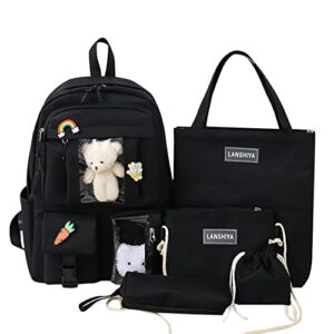 5pcs kawaii backpack set with kawaii pendant and pins accessories, shoulder bag school bags handbag coin purse pencil case