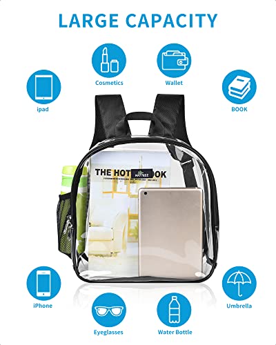 Clear Backpack Stadium Approved, Clear Backpack Small for Women, Waterproof and Lightweight Heavy Duty Transparent Backpack for Concert, Security Travel & Stadium