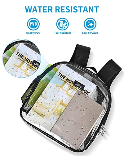 Clear Backpack Stadium Approved, Clear Backpack Small for Women, Waterproof and Lightweight Heavy Duty Transparent Backpack for Concert, Security Travel & Stadium