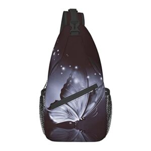 unisex men women 3d printed black butterfly animals sling bag crossbody chest daypack lightweight casual backpack shoulder bag for travel hiking camping gifts