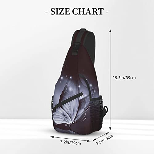 Unisex Men Women 3D Printed Black Butterfly Animals Sling Bag Crossbody Chest Daypack Lightweight Casual Backpack Shoulder Bag For Travel Hiking Camping Gifts