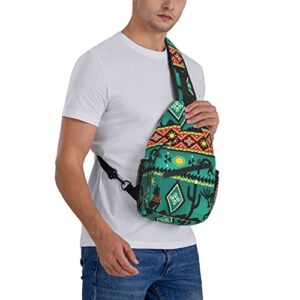 Unisex Men Women 3D Printed Southwestern Kokopelli Native American Animals Sling Bag Crossbody Chest Daypack Lightweight Casual Backpack Shoulder Bag For Travel Hiking Camping Gifts