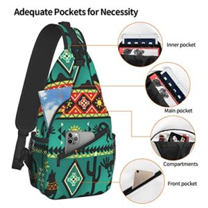 Unisex Men Women 3D Printed Southwestern Kokopelli Native American Animals Sling Bag Crossbody Chest Daypack Lightweight Casual Backpack Shoulder Bag For Travel Hiking Camping Gifts