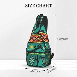 Unisex Men Women 3D Printed Southwestern Kokopelli Native American Animals Sling Bag Crossbody Chest Daypack Lightweight Casual Backpack Shoulder Bag For Travel Hiking Camping Gifts