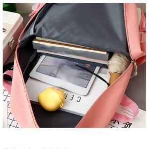 5Pcs Cute Backpack Set Kawaii School Bags Supplies Laptop Bookbag Aesthetic Ita Bag Back to School Stationary Accessories (Black)