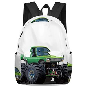 stylish elementary student school bag- cartoon monster truck car durable school backpacks outdoor daypack travel packback for kids boys girls