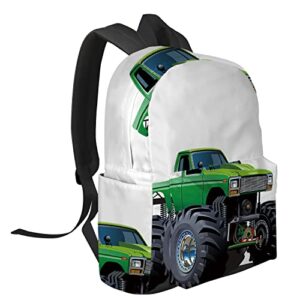 Stylish Elementary Student School Bag- Cartoon Monster Truck Car Durable School Backpacks Outdoor Daypack Travel Packback for Kids Boys Girls