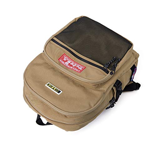 BT21 Space Wappen Collection Lightweight Canvas Mesh Casual Student Backpack, Beige