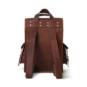 MaheTri 16" Leather Backpack Vintage Style Laptop Messenger Bag Rucksack Sling for Men Women, Convertible backpack