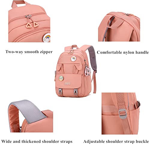 Kids Cute Bunny Casual Backpack Girls Elementary and Middle School Bag Teenage Travel Bag Waterproof Book Bag