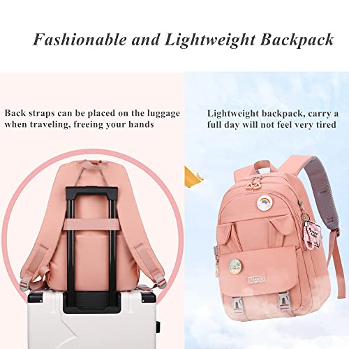 Kids Cute Bunny Casual Backpack Girls Elementary and Middle School Bag Teenage Travel Bag Waterproof Book Bag