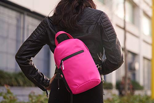 Sling Bag Shoulder Crossbody Backpack Purse, Neon Pink