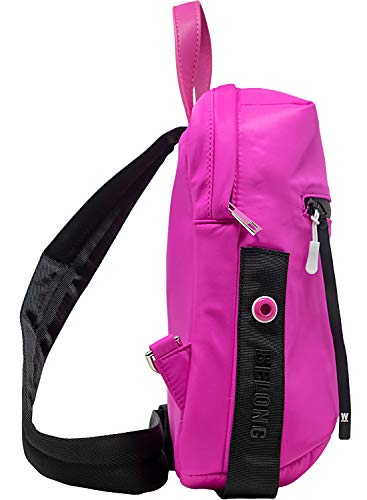 Sling Bag Shoulder Crossbody Backpack Purse, Neon Pink