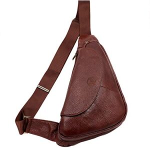 Vidlea Basic Black Leather Sling Bag Crossbody Chest Pack Shoulder Daypack (Tan Brown)