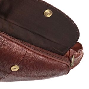 Vidlea Basic Black Leather Sling Bag Crossbody Chest Pack Shoulder Daypack (Tan Brown)