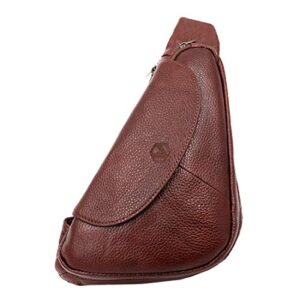 Vidlea Basic Black Leather Sling Bag Crossbody Chest Pack Shoulder Daypack (Tan Brown)