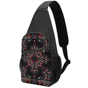 Sling Backpack for Paisley Bandana Print Cool Red Black, Chest Bag Daypack Crossbody Sling Shoulder Backpack Adjustable Waterproof Chest Daypack for Men Travel Sports Running Hiking