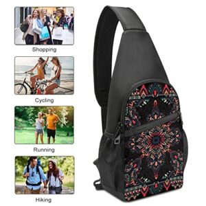 Sling Backpack for Paisley Bandana Print Cool Red Black, Chest Bag Daypack Crossbody Sling Shoulder Backpack Adjustable Waterproof Chest Daypack for Men Travel Sports Running Hiking