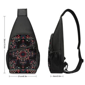 Sling Backpack for Paisley Bandana Print Cool Red Black, Chest Bag Daypack Crossbody Sling Shoulder Backpack Adjustable Waterproof Chest Daypack for Men Travel Sports Running Hiking