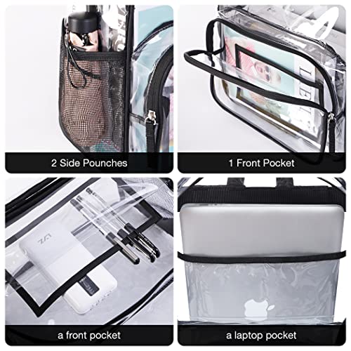 Conworld Large Heavy Duty Clear Backpack, Clear Bookbag Transparent Backpack for School Work Sports, Women Men Large Clear Backpack Black