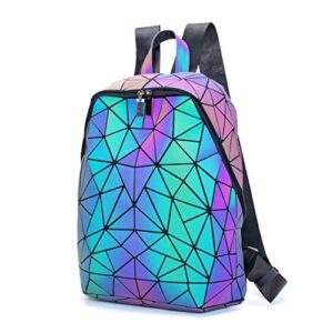 geometric backpack luminous backpacks holographic reflective bag lumikay bags irredescent rucksack rainbow a2