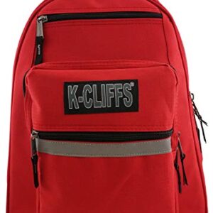 K-Cliffs Heavy Duty Rolling Backpack School Backpacks with Wheels Deluxe Trolley Book Bag Wheeled Daypack Workbag Multiple Pockets Bookbag with Safety Reflective Stripe Red