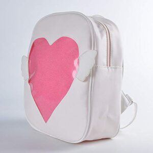 TOKYO-T Ita Bags Backpack Wing Heart Bag Transparent PU Leather Heart Lolita (White)