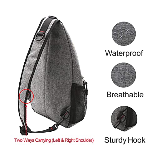 MOSISO Sling Backpack, Multipurpose Crossbody Shoulder Bag Travel Hiking Daypack&Electronic Organizer Cable Case, Gray&Black