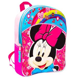 disney minnie mouse mini toddler preschool backpack (11″) (minnie mouse school supplies bundle)