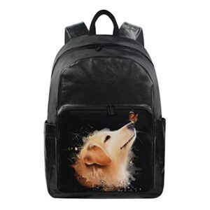 alaza watercolor golden retriever dog with butterfly art large canvas backpack water resistant laptop bag travel school bags with multiple pockets for men women college