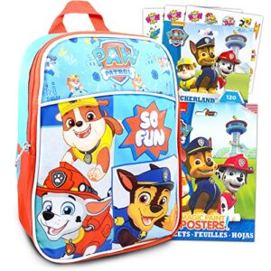 paw patrol mini school backpack for kids ~ 3 pc bundle with 11″ paw patrol school bag, painting activity pack, and stickers | paw patrol school supplies for toddler boys and girls