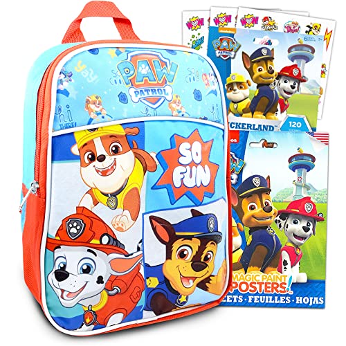 Paw Patrol Mini School Backpack For Kids ~ 3 Pc Bundle With 11" Paw Patrol School Bag, Painting Activity Pack, And Stickers | Paw Patrol School Supplies For Toddler Boys And Girls