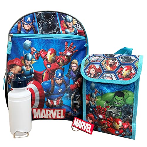 Fast Forward Avengers Full Size Deluxe School Backpack Set for Boys and Girls. Light weight and Perfect for School, Travel, Gift, and Occasions. 16" Backpack with Lunch Bag and other Accessories