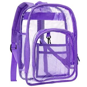 2bk purple heavy duty clear backpacks,large transparent backpacks see through backpacks for kids,adults,school,stadium,work,security,travel