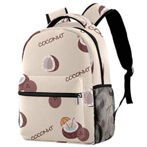 coconuts and coconut juice backpack double strap shoulder bag lightweight book bags laptop backpack waterproof casual daypack for travel work