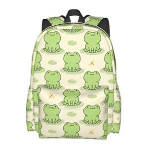 qwalnely frog backpack for school, durable waterproof backpacks laptop for teens adult women girl, men boy cute frog stuff