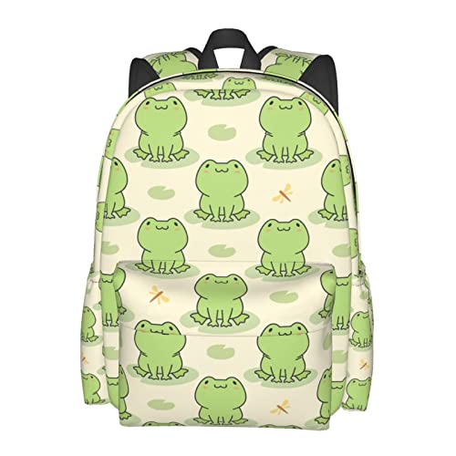 Qwalnely Frog Backpack for School, Durable Waterproof Backpacks Laptop for Teens Adult Women Girl, Men Boy Cute Frog Stuff