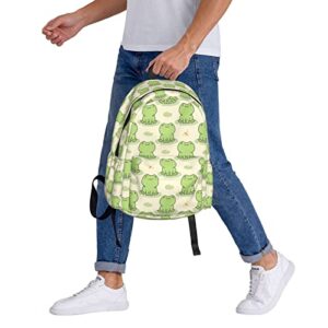 Qwalnely Frog Backpack for School, Durable Waterproof Backpacks Laptop for Teens Adult Women Girl, Men Boy Cute Frog Stuff