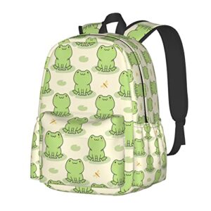 Qwalnely Frog Backpack for School, Durable Waterproof Backpacks Laptop for Teens Adult Women Girl, Men Boy Cute Frog Stuff