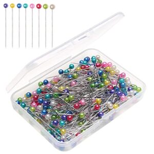 iminoo 200 pcs multicolor sewing pins plastic head straight pins craft positioning pins fixed sewing marker needle for crafting dressmaker, jewelry decoration and other crafts making (colorful 200)