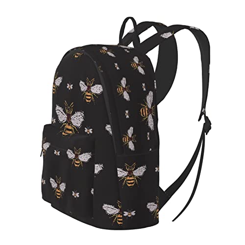 Delerain 16 Inch Backpack Funny Honey Bee Laptop Backpack School Bookbag Shoulder Bag for Travel Daypack